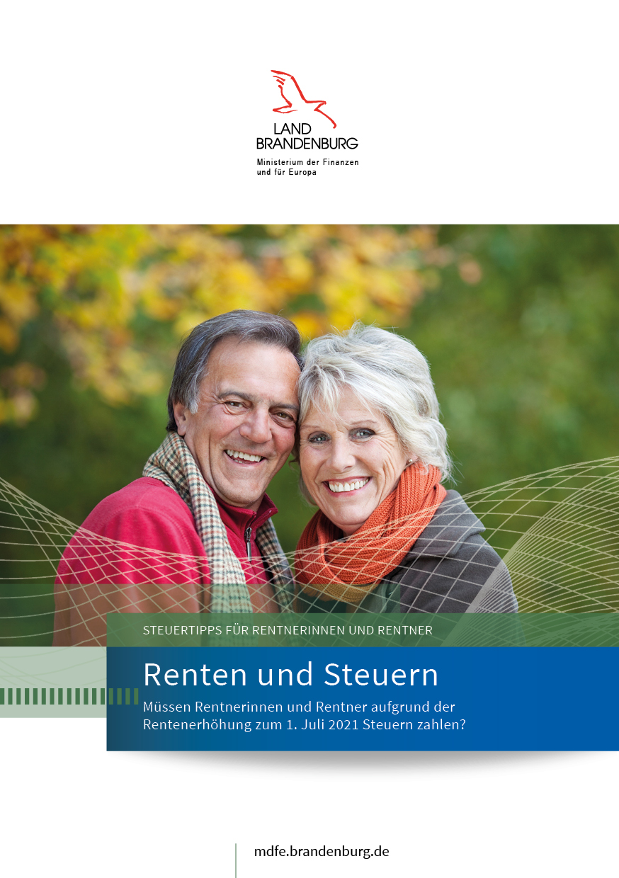 Titel der Broschüre "Renten und Steuern" (2021)